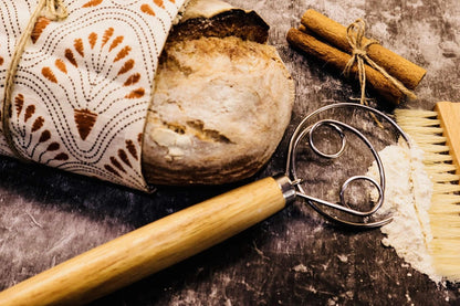 13.5" Original Danish Dough Whisk/Dutch Whisk and Baker‘s Bench/Counter Brush-Bakers Bread Kit Bundle-Hand Mixer/Blender for Cake Bread Pizza and Pastry Making, Stainless steel