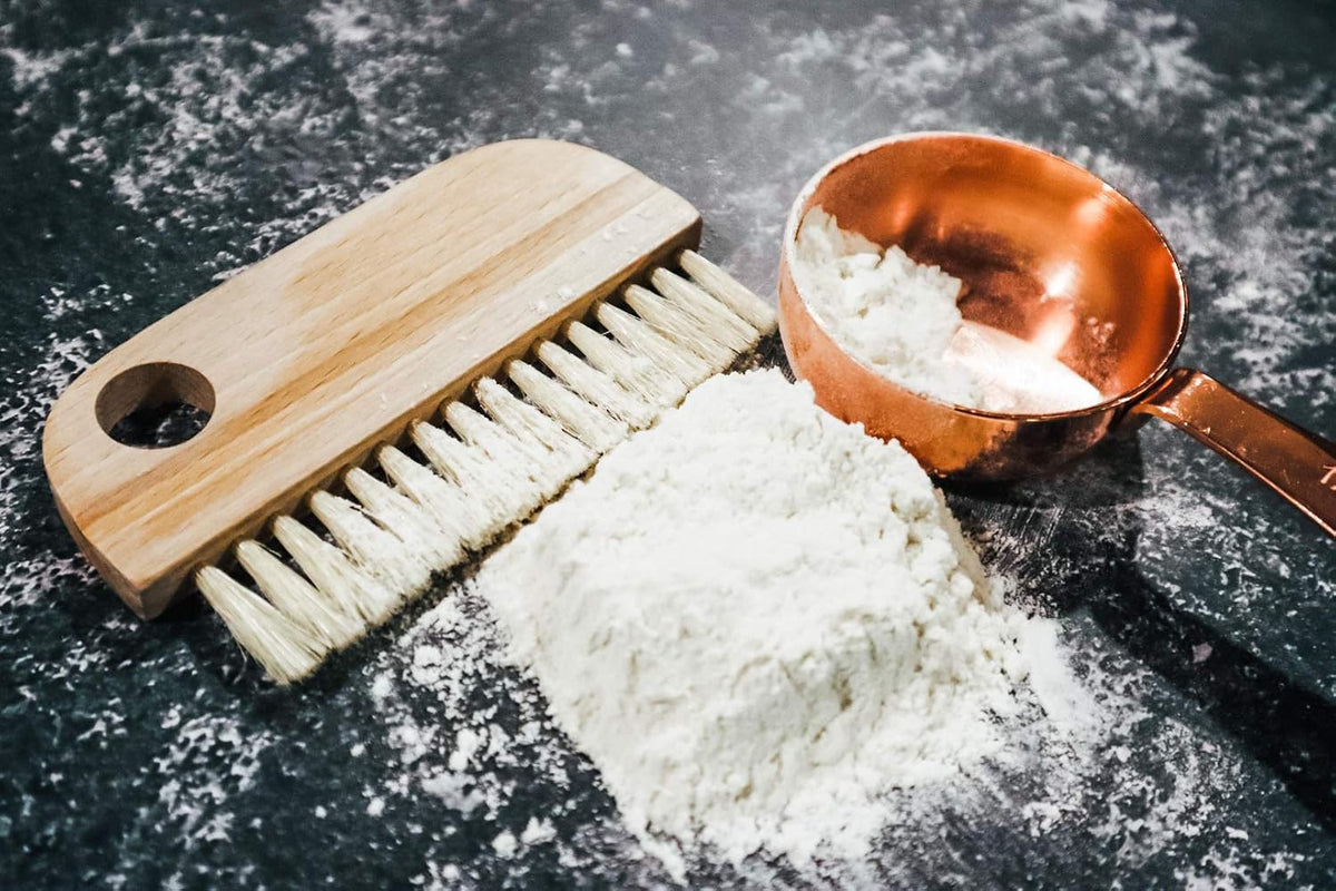 13.5" Original Danish Dough Whisk/Dutch Whisk and Baker‘s Bench/Counter Brush-Bakers Bread Kit Bundle-Hand Mixer/Blender for Cake Bread Pizza and Pastry Making, Stainless steel