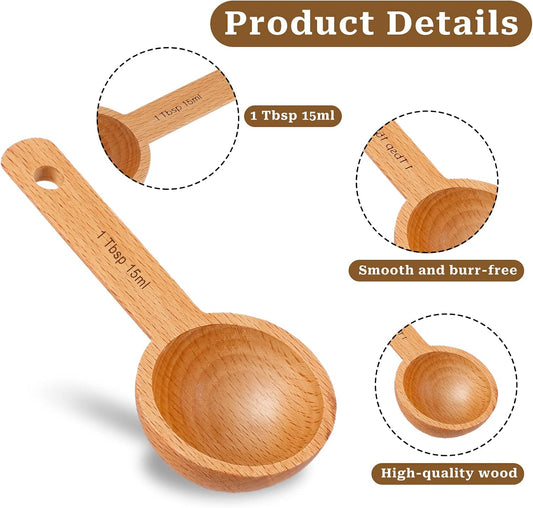 4 Pack Wooden Scoops for Canisters,15ml Small Coffee Scoop in Beech Wood Coffee Measure Scoop Set Wooden Tablespoon Ground Coffee Scoop Home Kitchen Accessories for Measuring Coffee Beans,Tea,Sugar
