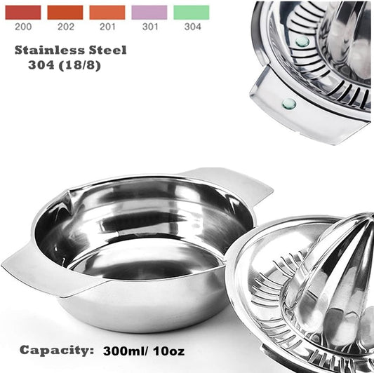 Citrus Lemon Orange Grapefruit Juicer Manual Squeezer 304 Stainless Steel Robust Hand Juicer Reamer Rotation Press with Strainer＆10oz Bowl, 2 Pour Spouts, Dishwasher Safe, Easy to Clean, Heavy Duty