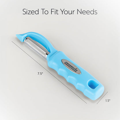 Vegetable Peeler 1 Count 7.5 x 1.5 x 0.5 Inches Stainless Steel Kitchen Peeler With Ergonomic Soft Grip Handle And Swivel Blade, Durable Blue For Fruits And Veggies