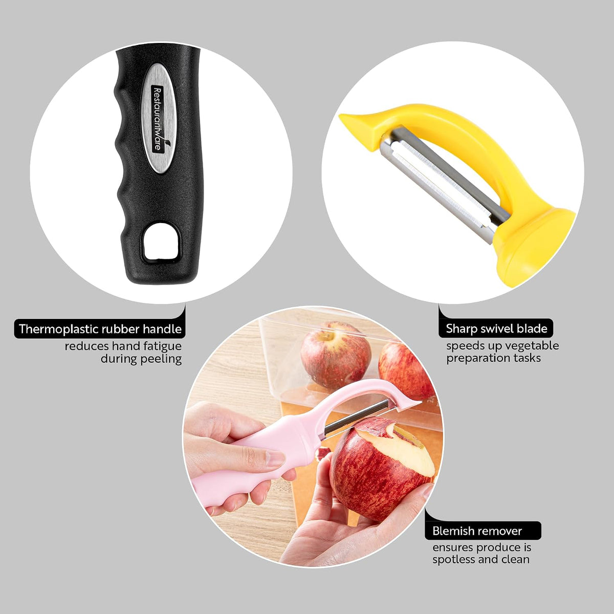 Vegetable Peeler 1 Count 7.5 x 1.5 x 0.5 Inches Stainless Steel Kitchen Peeler With Ergonomic Soft Grip Handle And Swivel Blade, Durable Blue For Fruits And Veggies