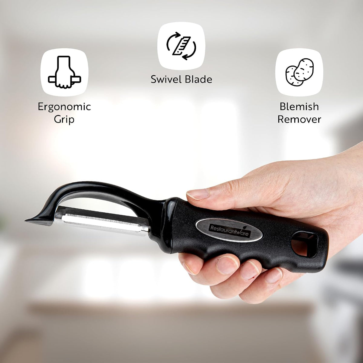 Vegetable Peeler 1 Count 7.5 x 1.5 x 0.5 Inches Stainless Steel Kitchen Peeler With Ergonomic Soft Grip Handle And Swivel Blade, Durable Blue For Fruits And Veggies