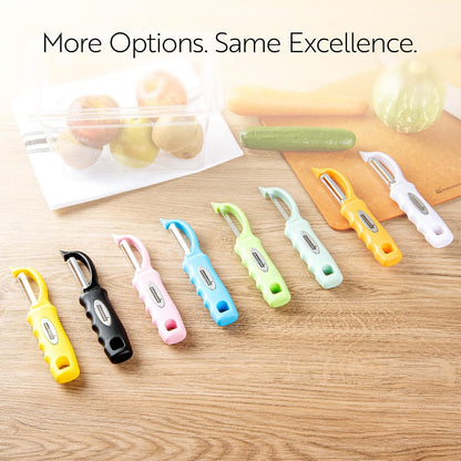 Vegetable Peeler 1 Count 7.5 x 1.5 x 0.5 Inches Stainless Steel Kitchen Peeler With Ergonomic Soft Grip Handle And Swivel Blade, Durable Blue For Fruits And Veggies