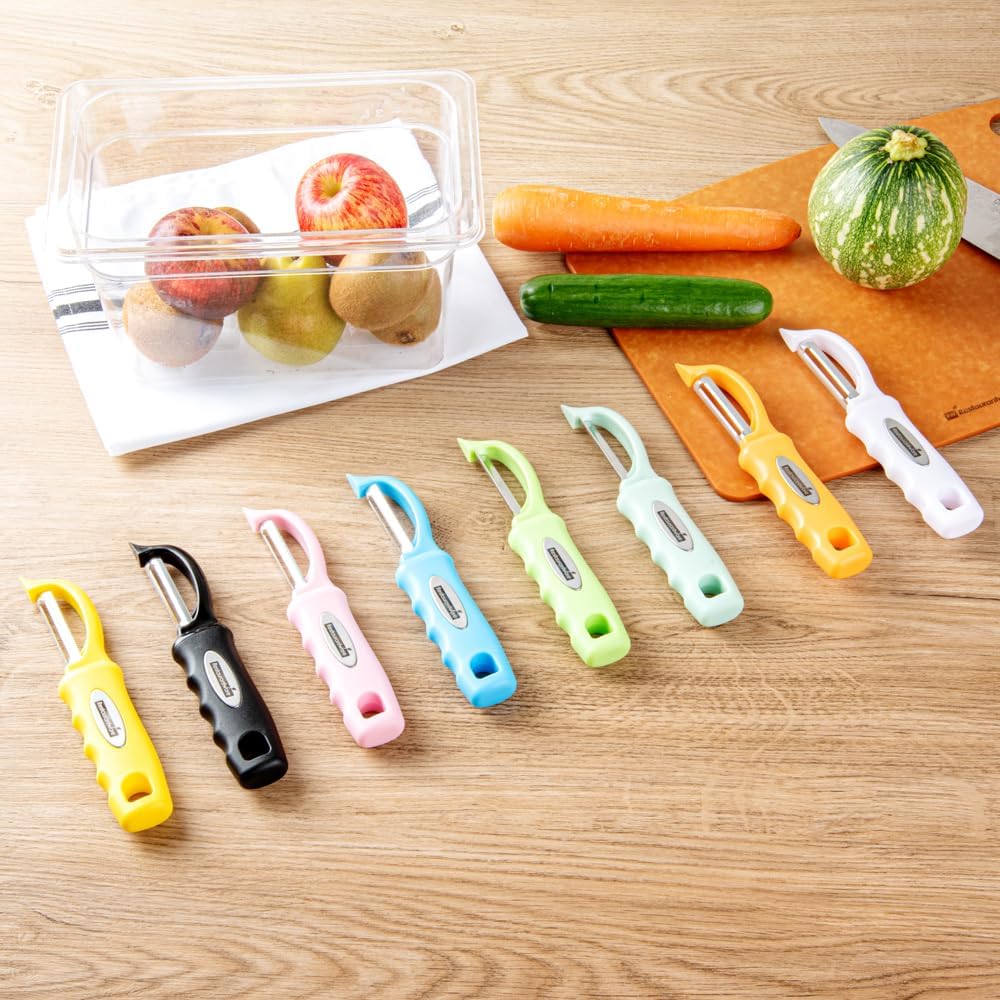 Vegetable Peeler 1 Count 7.5 x 1.5 x 0.5 Inches Stainless Steel Kitchen Peeler With Ergonomic Soft Grip Handle And Swivel Blade, Durable Blue For Fruits And Veggies