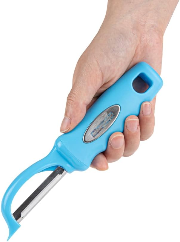 Vegetable Peeler 1 Count 7.5 x 1.5 x 0.5 Inches Stainless Steel Kitchen Peeler With Ergonomic Soft Grip Handle And Swivel Blade, Durable Blue For Fruits And Veggies