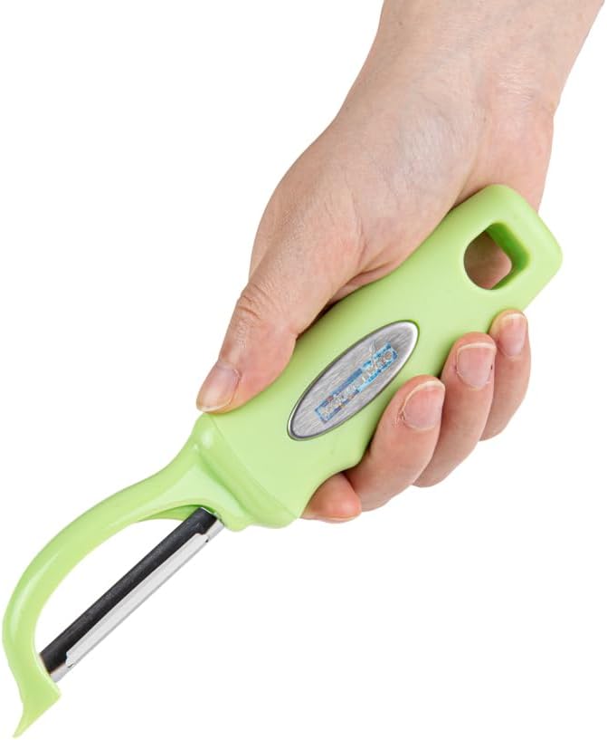 Vegetable Peeler 1 Count 7.5 x 1.5 x 0.5 Inches Stainless Steel Kitchen Peeler With Ergonomic Soft Grip Handle And Swivel Blade, Durable Blue For Fruits And Veggies