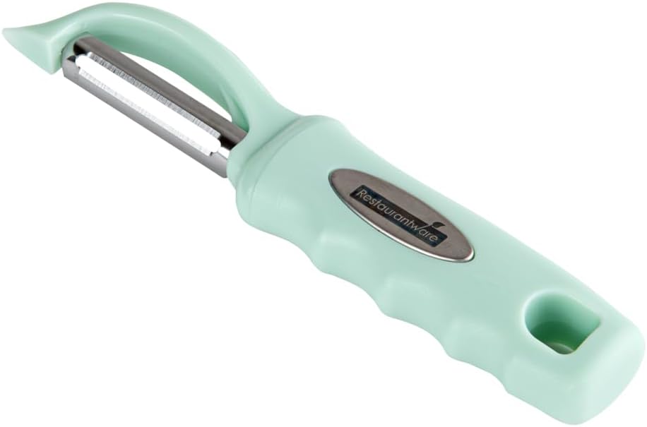 Vegetable Peeler 1 Count 7.5 x 1.5 x 0.5 Inches Stainless Steel Kitchen Peeler With Ergonomic Soft Grip Handle And Swivel Blade, Durable Blue For Fruits And Veggies