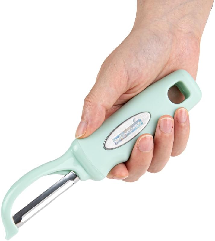 Vegetable Peeler 1 Count 7.5 x 1.5 x 0.5 Inches Stainless Steel Kitchen Peeler With Ergonomic Soft Grip Handle And Swivel Blade, Durable Blue For Fruits And Veggies