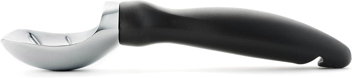 Heavy Duty Metal Ice Cream Scoop with Soft Grip Handle, Black