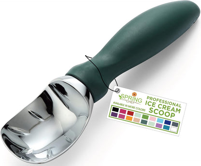 Heavy Duty Metal Ice Cream Scoop with Soft Grip Handle, Black