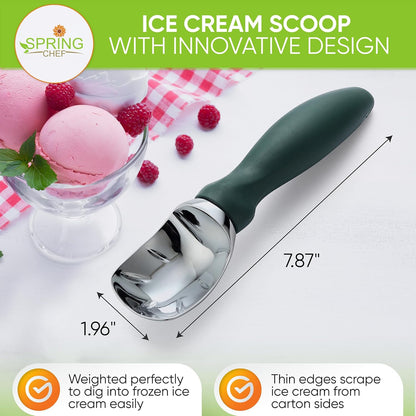 Heavy Duty Metal Ice Cream Scoop with Soft Grip Handle, Black