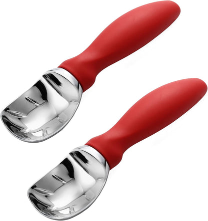 Heavy Duty Metal Ice Cream Scoop with Soft Grip Handle, Black