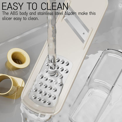 2 Pieces Mini Mandoline Slicer 3 in 1 - Ginger Garlic Grater, Vegetable Chopper with Container, Easy Grip Handheld Kitchen Tool, Safety Guard, for Camping Cooking and Picnic