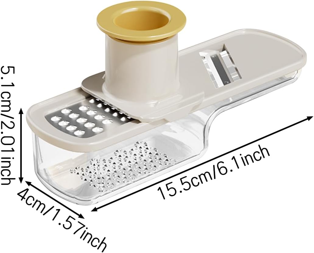 2 Pieces Mini Mandoline Slicer 3 in 1 - Ginger Garlic Grater, Vegetable Chopper with Container, Easy Grip Handheld Kitchen Tool, Safety Guard, for Camping Cooking and Picnic
