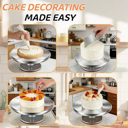 Cake Decorating Kit 35 Pieces - 24 Piping Tips Set with 12 Inch Turntable, Reusable Pastry Bag, Icing Spatula, Scraper, Couplers - Baking Tools for Beginners, Professional Cake Decorating Supplies