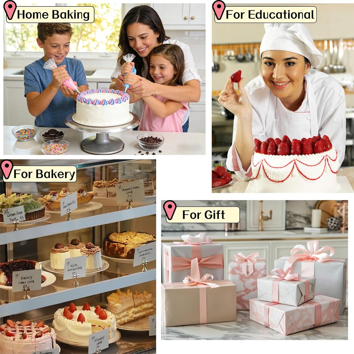 Cake Decorating Kit 35 Pieces - 24 Piping Tips Set with 12 Inch Turntable, Reusable Pastry Bag, Icing Spatula, Scraper, Couplers - Baking Tools for Beginners, Professional Cake Decorating Supplies