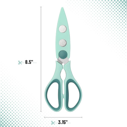 All Purpose Kitchen Shears with Protective Sheath, 8 Inch | Dishwasher Safe, Stainless Steel Food Scissors with Micro-Serrated Blades, Durable Utility Kitchen Shears, Cream & Tan