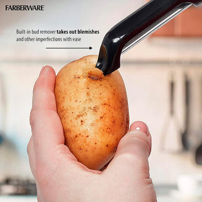 Euro Vegetable Peeler with Soft-Grip Handle, Stainless Steel Blade, Built-In Bud Remover, Dishwasher Safe - Kitchen Peeler for Potatoes, Carrots, and More