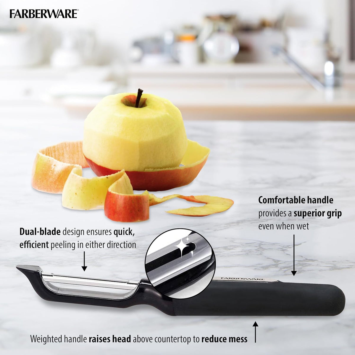 Euro Vegetable Peeler with Soft-Grip Handle, Stainless Steel Blade, Built-In Bud Remover, Dishwasher Safe - Kitchen Peeler for Potatoes, Carrots, and More