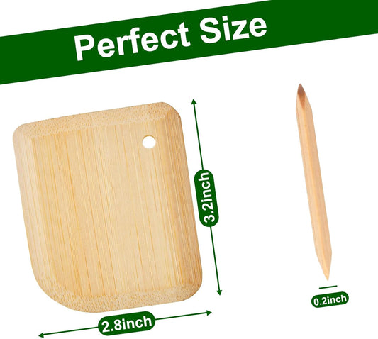 Bamboo Pan Scraper, Pot Scraper, Food Scraper, Kitchen Scraper Tools for Cast Iron Skillets, Cookware, Dishes, Pans and Pots (2 Pcs)