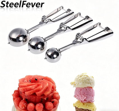 3 Pcs 3 Size Cookie Scoop Set Stainless Steel Ice Cream Scoop (1.6" + 2" + 2.4")
