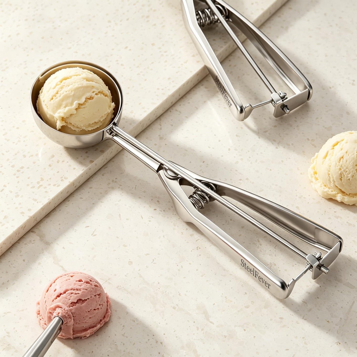 3 Pcs 3 Size Cookie Scoop Set Stainless Steel Ice Cream Scoop (1.6" + 2" + 2.4")