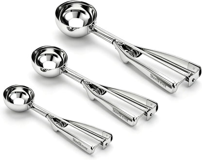 3 Pcs 3 Size Cookie Scoop Set Stainless Steel Ice Cream Scoop (1.6" + 2" + 2.4")