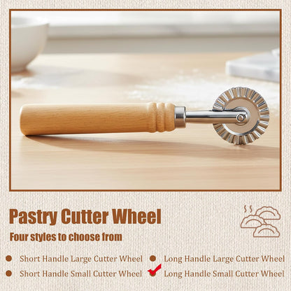 Pastry Cutter Wheel, Crinkle Wheel with Beech Wood Handle | 304 stainless steel crinkle blade, beech wood handle, multi-use for pizza pasta pastry cookie ravioli, 5 variants