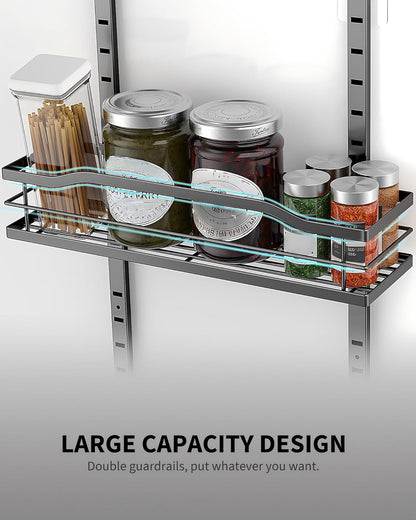 9-Tier Over The Door Pantry Organizer, Pantry Organization and Storage, Black Hanging Basket Wall Spice Rack Seasoning Shelves, Home & Kitchen Bedroom Bathroom House Essentials