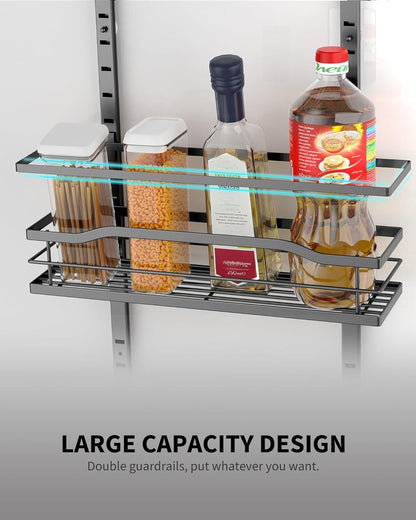 9-Tier Over The Door Pantry Organizer, Pantry Organization and Storage, Black Hanging Basket Wall Spice Rack Seasoning Shelves, Home & Kitchen Bedroom Bathroom House Essentials