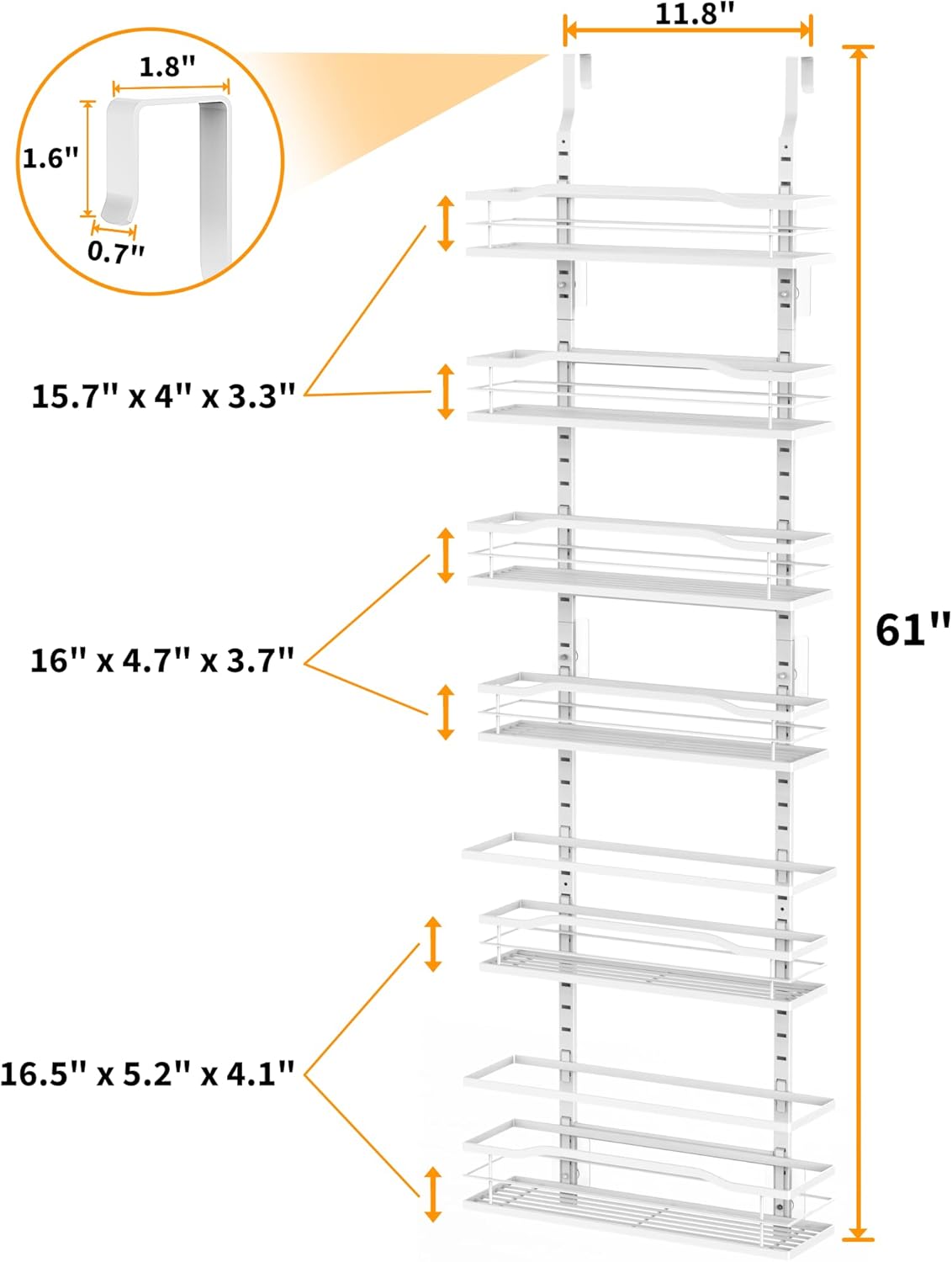 9-Tier Over The Door Pantry Organizer, Pantry Organization and Storage, Black Hanging Basket Wall Spice Rack Seasoning Shelves, Home & Kitchen Bedroom Bathroom House Essentials