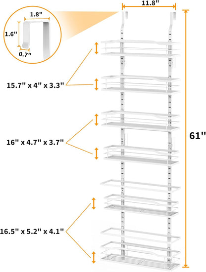 9-Tier Over The Door Pantry Organizer, Pantry Organization and Storage, Black Hanging Basket Wall Spice Rack Seasoning Shelves, Home & Kitchen Bedroom Bathroom House Essentials