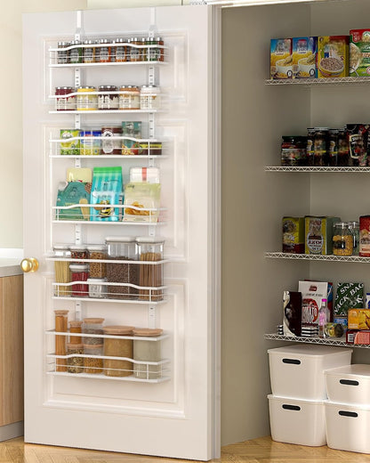 9-Tier Over The Door Pantry Organizer, Pantry Organization and Storage, Black Hanging Basket Wall Spice Rack Seasoning Shelves, Home & Kitchen Bedroom Bathroom House Essentials