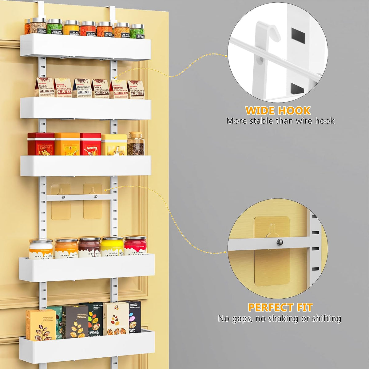 9-Tier Over The Door Pantry Organizer, Pantry Organization and Storage, Black Hanging Basket Wall Spice Rack Seasoning Shelves, Home & Kitchen Bedroom Bathroom House Essentials