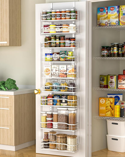 9-Tier Over The Door Pantry Organizer, Pantry Organization and Storage, Black Hanging Basket Wall Spice Rack Seasoning Shelves, Home & Kitchen Bedroom Bathroom House Essentials