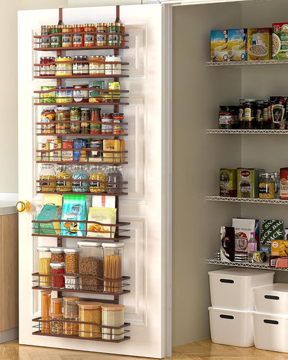 9-Tier Over The Door Pantry Organizer, Pantry Organization and Storage, Black Hanging Basket Wall Spice Rack Seasoning Shelves, Home & Kitchen Bedroom Bathroom House Essentials