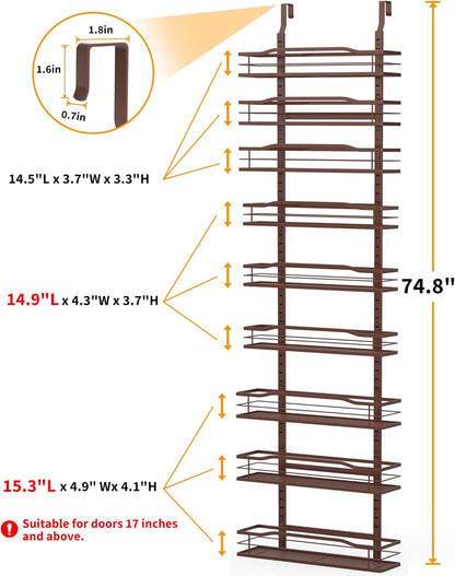 9-Tier Over The Door Pantry Organizer, Pantry Organization and Storage, Black Hanging Basket Wall Spice Rack Seasoning Shelves, Home & Kitchen Bedroom Bathroom House Essentials