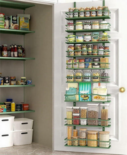 9-Tier Over The Door Pantry Organizer, Pantry Organization and Storage, Black Hanging Basket Wall Spice Rack Seasoning Shelves, Home & Kitchen Bedroom Bathroom House Essentials