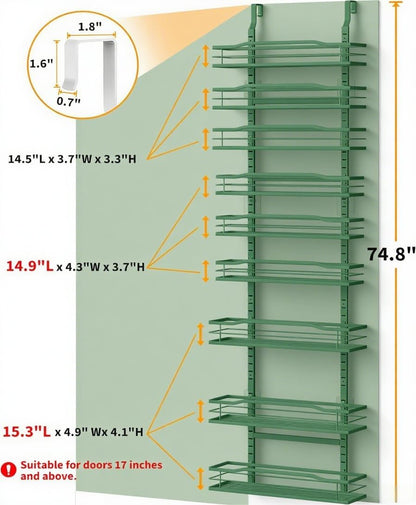 9-Tier Over The Door Pantry Organizer, Pantry Organization and Storage, Black Hanging Basket Wall Spice Rack Seasoning Shelves, Home & Kitchen Bedroom Bathroom House Essentials