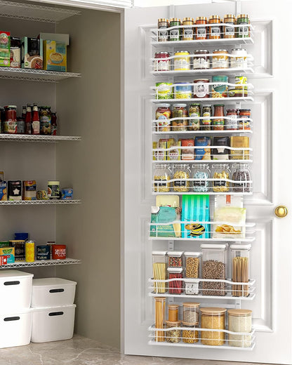 9-Tier Over The Door Pantry Organizer, Pantry Organization and Storage, Black Hanging Basket Wall Spice Rack Seasoning Shelves, Home & Kitchen Bedroom Bathroom House Essentials