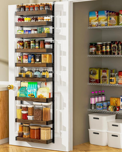 9-Tier Over The Door Pantry Organizer, Pantry Organization and Storage, Black Hanging Basket Wall Spice Rack Seasoning Shelves, Home & Kitchen Bedroom Bathroom House Essentials