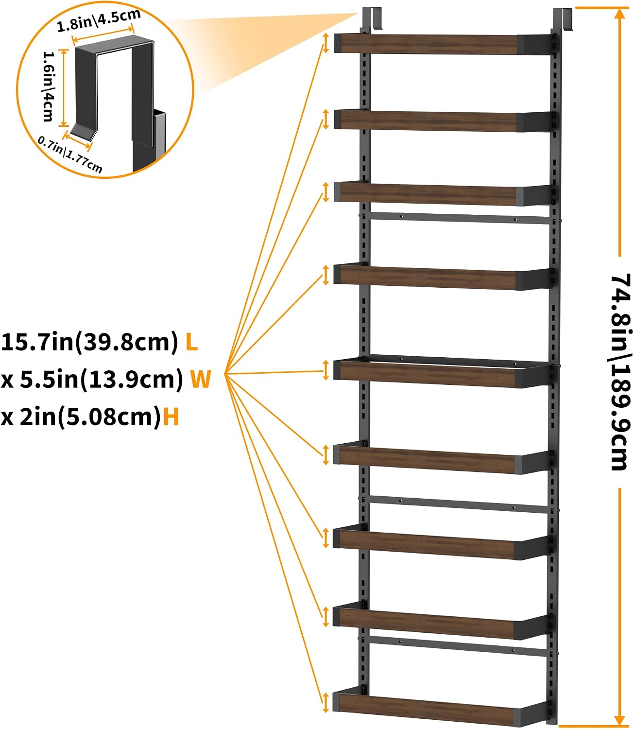 9-Tier Over The Door Pantry Organizer, Pantry Organization and Storage, Black Hanging Basket Wall Spice Rack Seasoning Shelves, Home & Kitchen Bedroom Bathroom House Essentials
