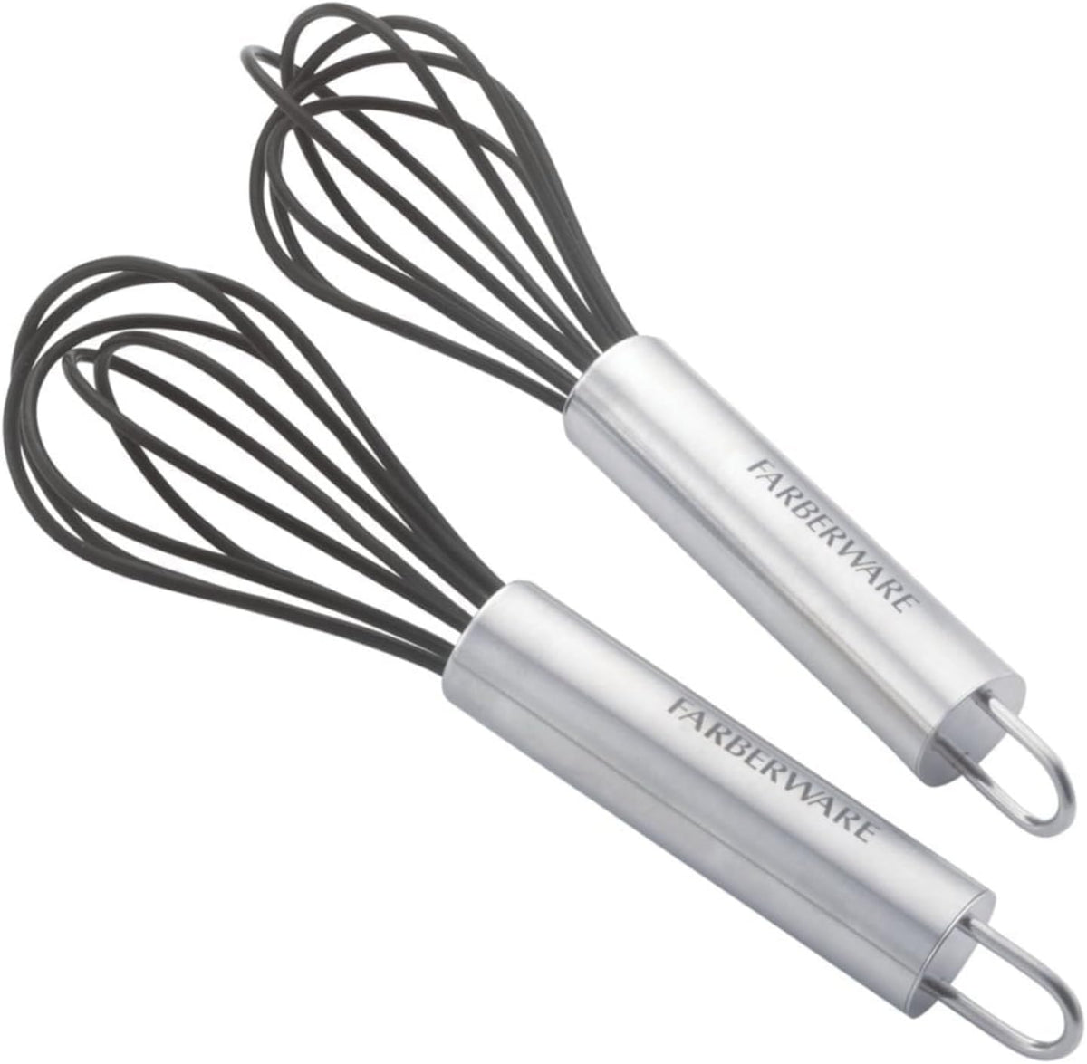 Professional Silicone Mini Whisk Set – Pack of 2 Heat-Resistant Egg Beaters for Sauces, Batters & Whipping, 7" & 9" Stainless Steel Handles, Non-Stick Design for Baking & Cooking (Black)