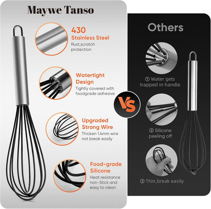 3PCS Silicone Cooking Utensil Set,Non Stick Kitchen Tool, Black