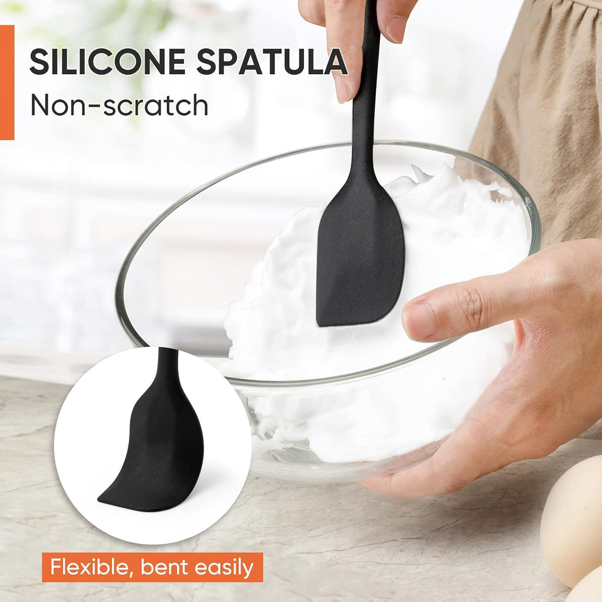3PCS Silicone Cooking Utensil Set,Non Stick Kitchen Tool, Black