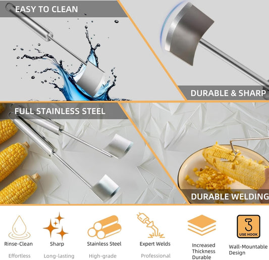 Corn Peeler for Corn on the Cob, stainless steel corn stripping tool, Efficient Design Perfect for Dining Enthusiasts, 2-Pack