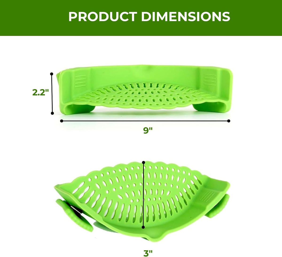 Performore Compact Universal Silicone Snap-On Pot Strainer | Heat-Resistant Clip-On Food Colander | BPA-Free Pasta, Vegetable & Soup Drainer | Dishwasher Safe Kitchen Tool