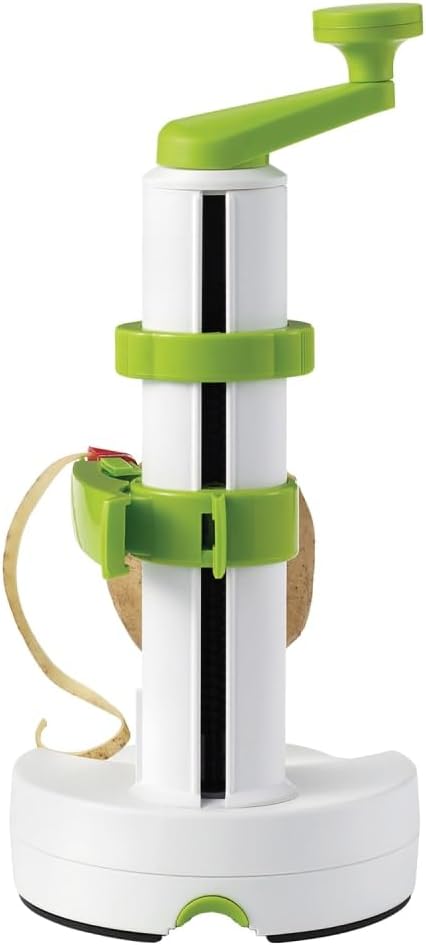 Rotato Manual Peeler, 4 Spare Blades, Thumb Knife, Green/White