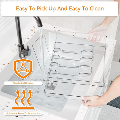 Acrylic Clear Expandable Kitchen Utensil Drawer Organizer and Silverware Organizer,BPA FREE Adjustable Silverware Tray for Drawer Cutlery,Spatula,Tools,Flatware Organizers,Fork and Spoon Holder